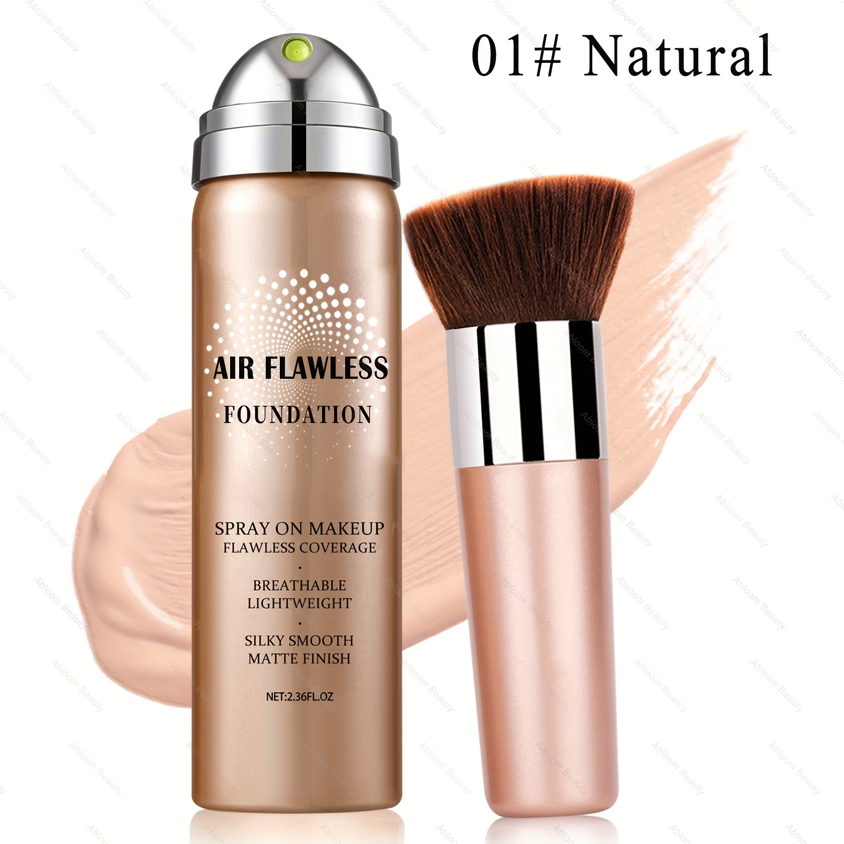 TEMU Foundation Makeup Spray | Full Coverage Foundation Mist, Flawless Coverage For Smooth Creamy Nude Finish, Long-lasting Air Flawless Setting Spray For Smooth , Light To Medium Tone, Types