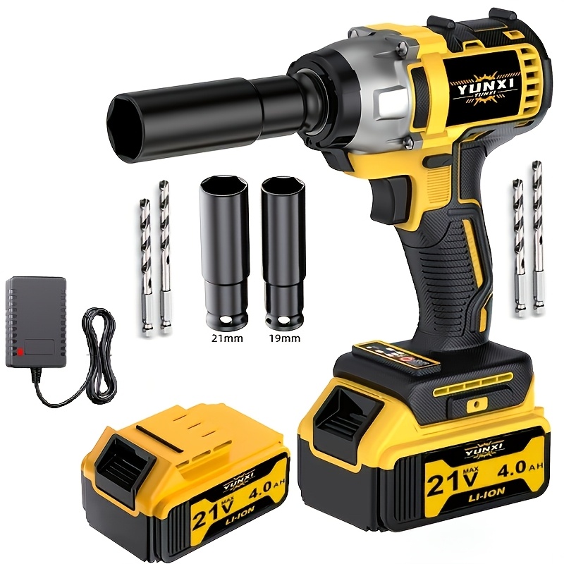 TEMU 2026 New Lithium Battery Wireless Impact Wrench, High Torque Electric Impact Wrench, Fast Charger, Portable Toolbox, Suitable For Home