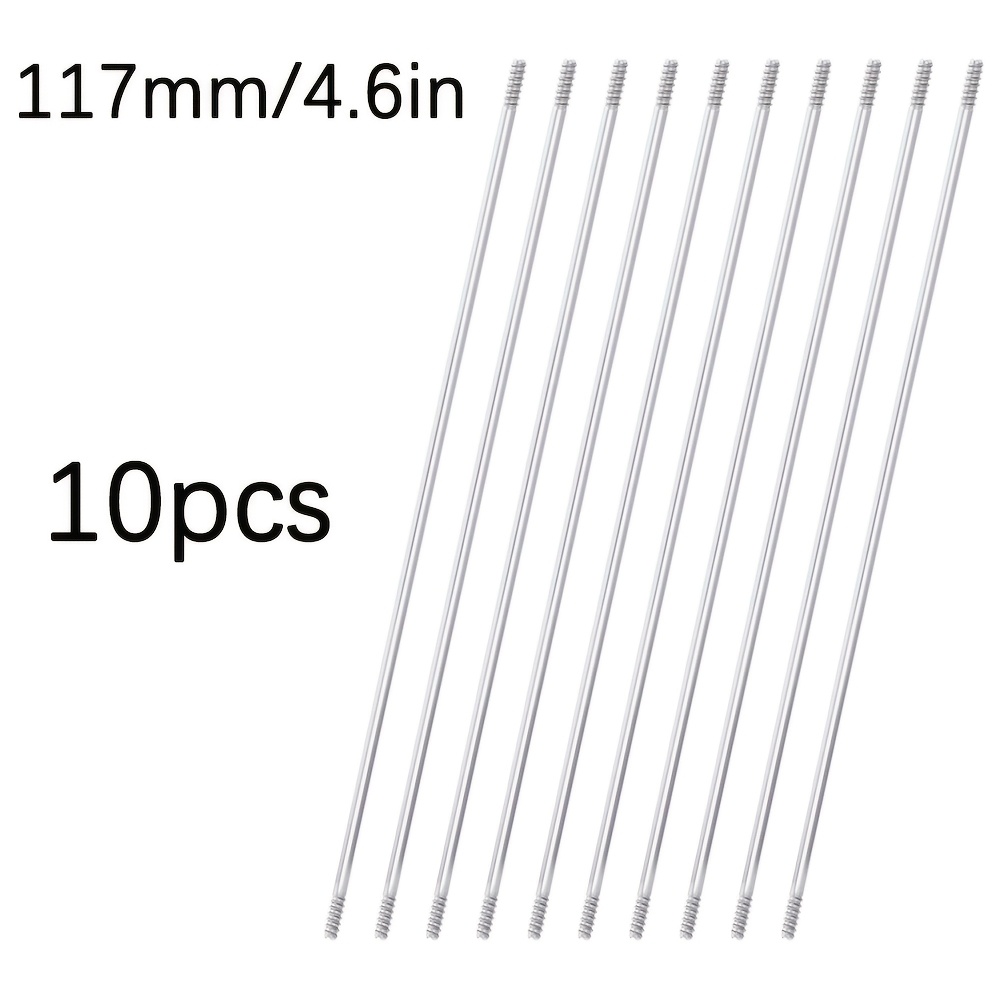 TEMU 10pcs Stainless Steel Pen Extenders For Beadable Pens, Beadable Pen Extender Rods, Metal Blank Bars For Beadable Pens (2.83in, 3.62in, 4.6 In)