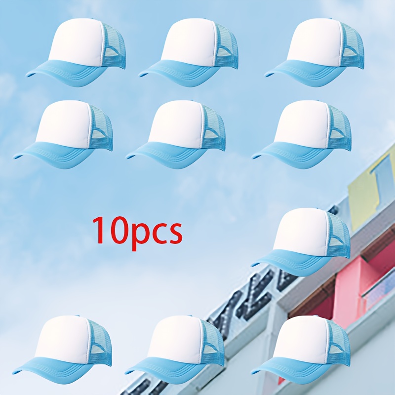 10pcs Custom DIY Pattern Printed Mesh Baseball Caps, Unisex