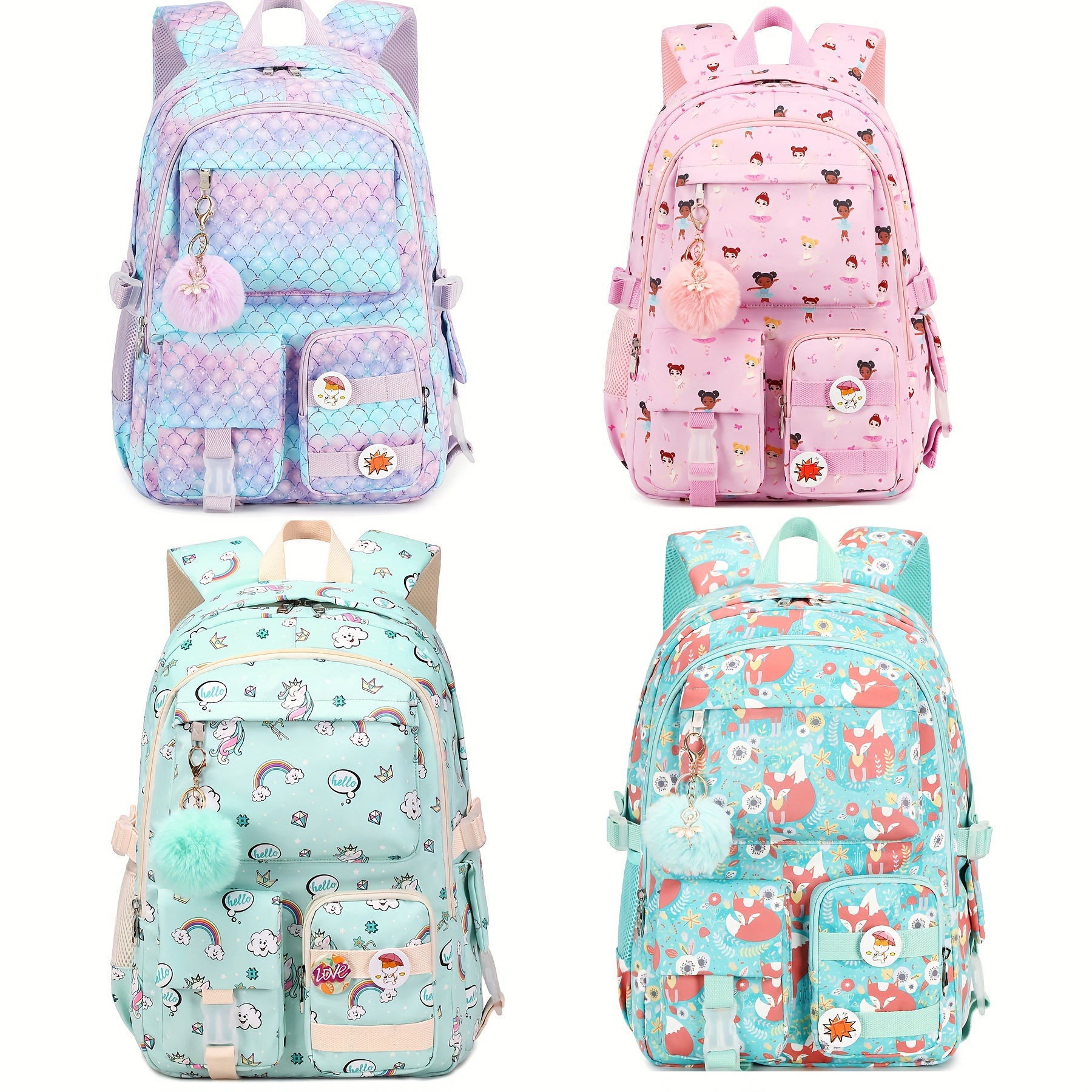 

15.6-inch Laptop Mermaid Scale School Bag, Nylon, College Style, Multi-compartment, Anti-theft Travel Backpack