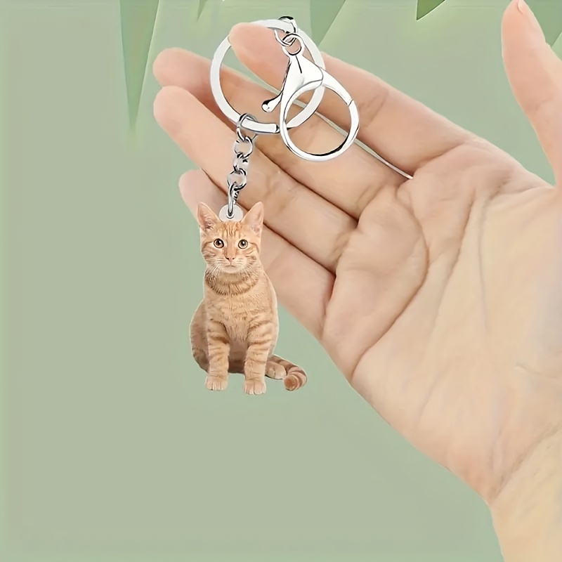 

Orange Kitten Acrylic Keychain - Perfect Gift For Cat Lovers, Fashionable Accessory For Men