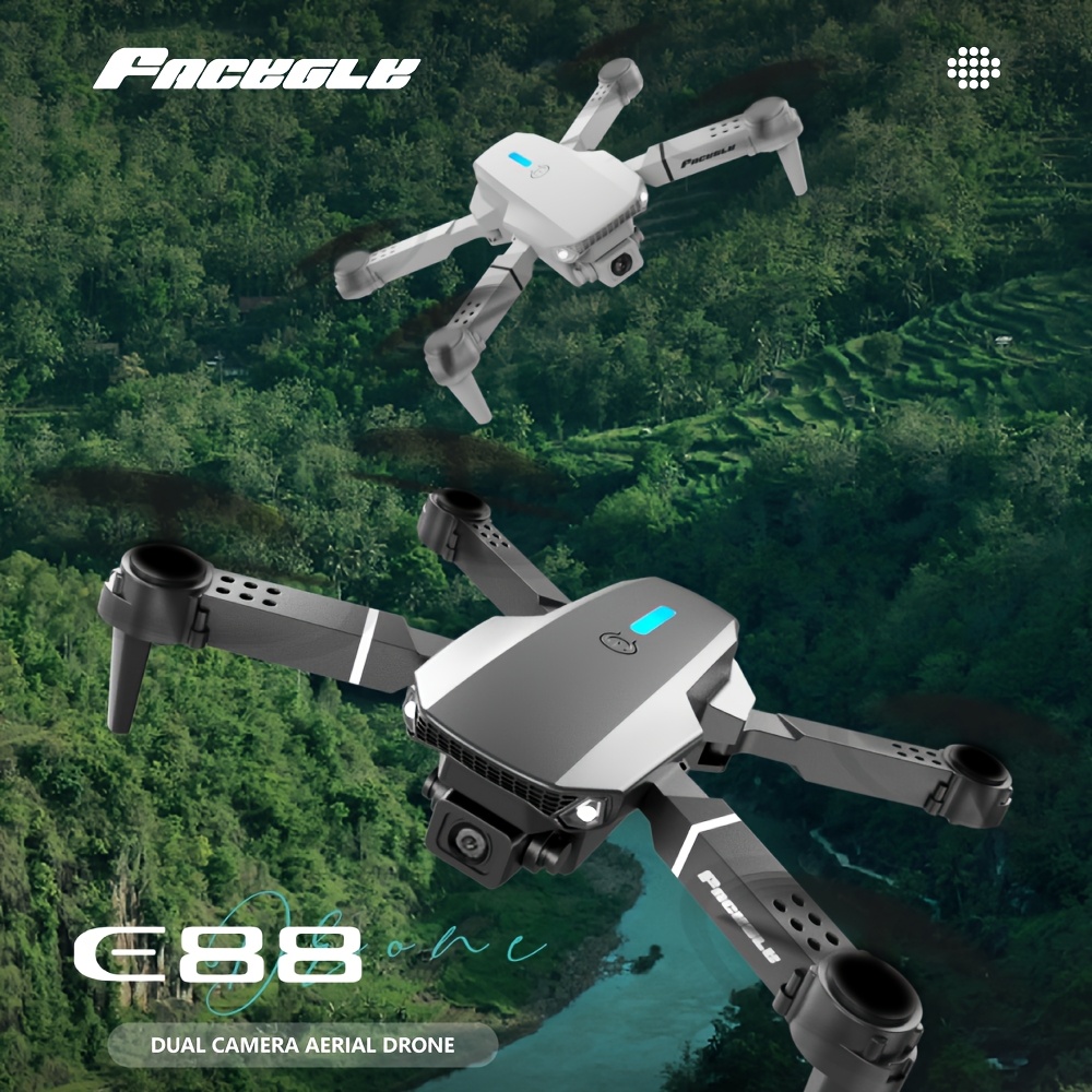 [Dron z Podwójną Kamerą] Zasięg 50m E88 Profesjonalny Dron - Prędkość 4 m/s, Pilot, Utrzymanie Wysokości, Ładowanie USB, Bateria Li-Poly, Do użytku wewnątrz i na zewnątrz, Dron z kamerą,Dron z pilotem zdalnego sterowania i ekranem,Wysokiej Jakości Dron,Dron Długodystansowy,Dron wewnętrzny,Samolot Latający Dron,Mini Dron,Mini Dron,Dron z Ekranem, Latanie w Pomieszczeniach,Fotografia Lotnicza,Przenośny Quadcopter,Kompaktowa konstrukcja,Silnik bezszczotkowy,Stabilny Lot,