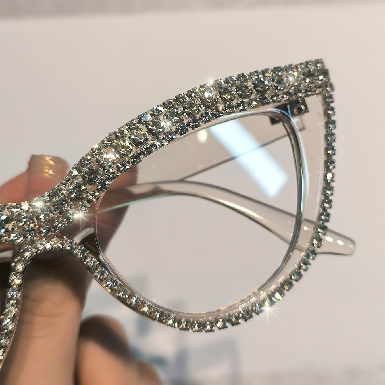 chic cat eye   for women rhinestone embellished anti blue light full frame fashionable readers 1 0 to 4 0 bifocal   for women multifocal   women details 7