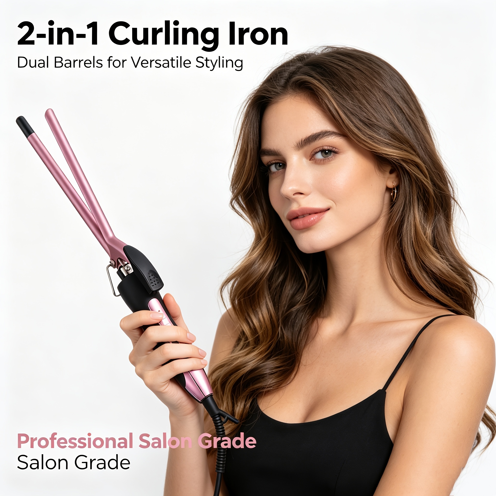 Image of [hjhhhqhy]wool Curls, Professional Deep Wave Curling Iron, Suitable For Fine And Soft Hair, Frizz, Leaves Hair Y, Ceramic Coating