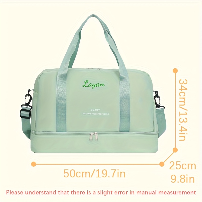 TEMU Bolsa Tote Personalizada con Bordado - Bolso de Viaje Personalizado para Salidas, con Compartimento Inferior, Bolso de Equipaje de Gran