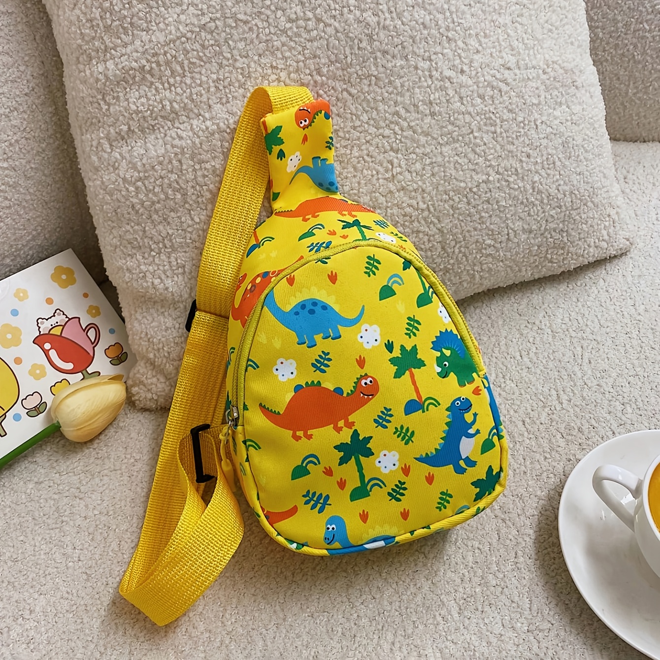 TEMU 1 Nylon Zipper Pouch With A Cute Dinosaur Pattern, An Exquisite Coin Purse, A Stylish Chest Bag, Suitable For , Featuring A Comfortable And