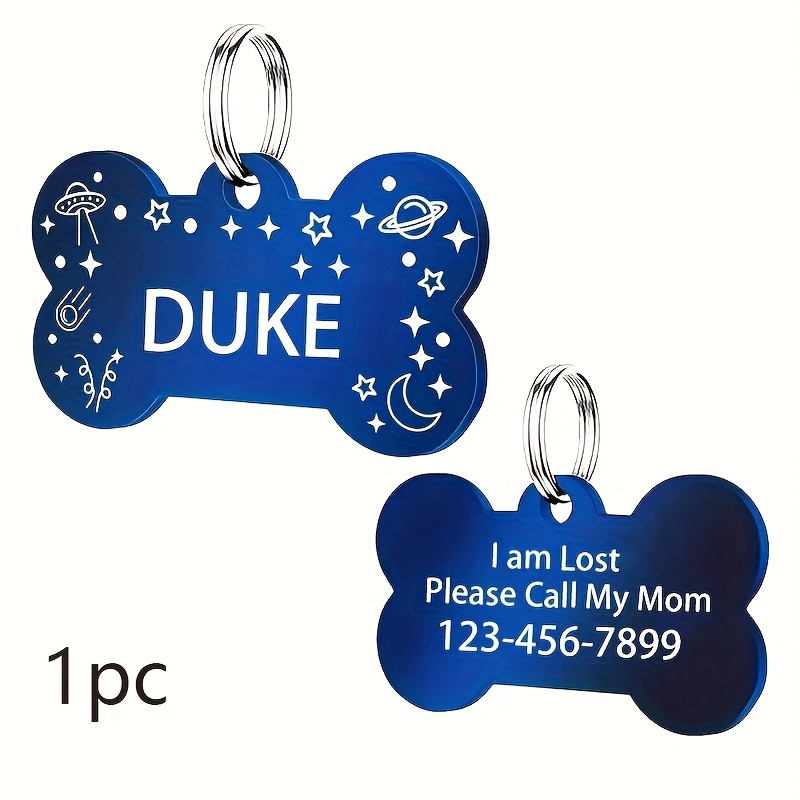 TEMU 1pc Placa de Identificación Personalizada para Mascotas de Hueso de Acero Inoxidable - Grabado Láser con y Teléfono para Perros