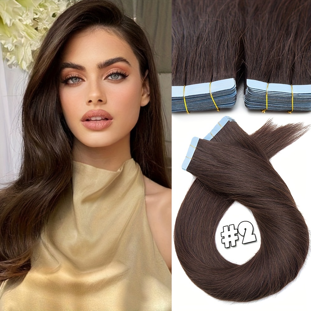   tape in hair extensions human     human hair extensions   for fashion women 10 pcs package dark   20g 25g details 6