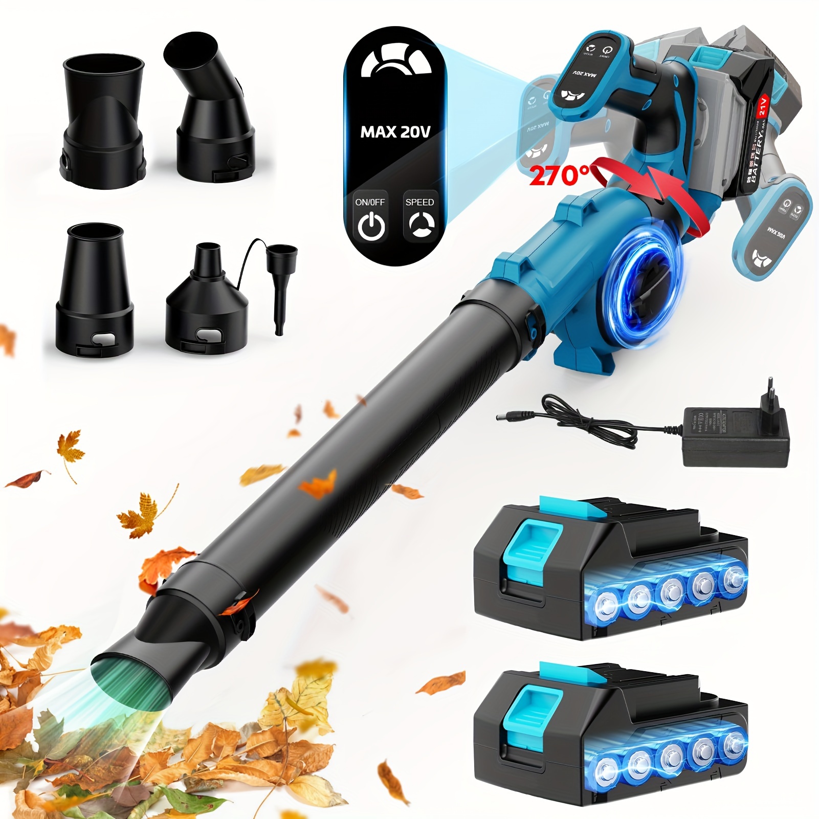 

Electric Leaf Blower, 680 Cfm 190 Mph 21v Electric Cordless Leaf Blower With .0ah Batteries And Charger, Mode, Leaf Blower Cordless For Lawn Care, Yard, Snow Blowing