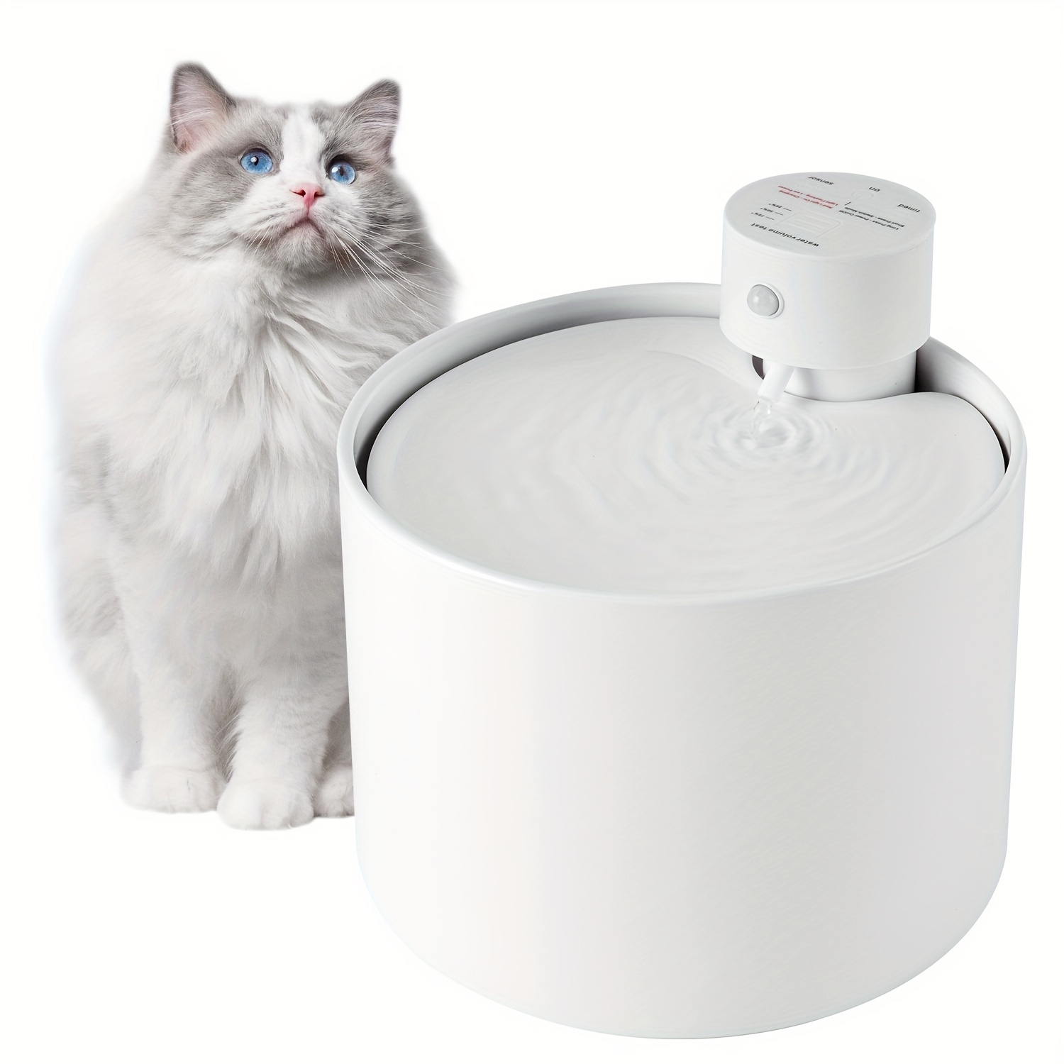 

Ceramic Wireless Cat Water Fountain - Cordless Cat Water Dispenser Battery Operated - Automatic Pet Water Fountain For Cats - Cat Waterer With Filters - Cat Watering Fountains For Drinking - 68oz/2.3l