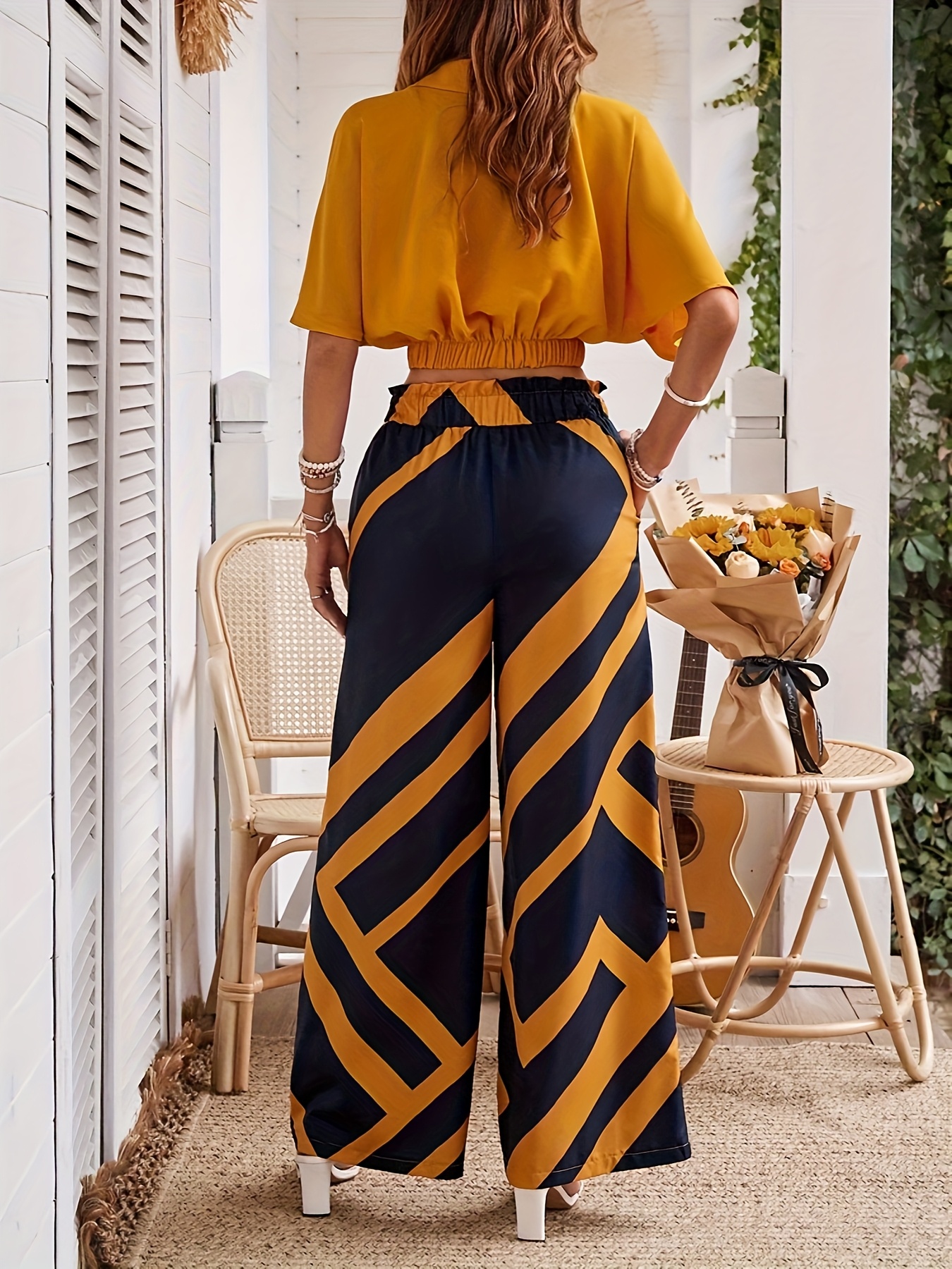 Pantalón Palazzo Camisas Para Pantalones Anchos Tacones Tops Para