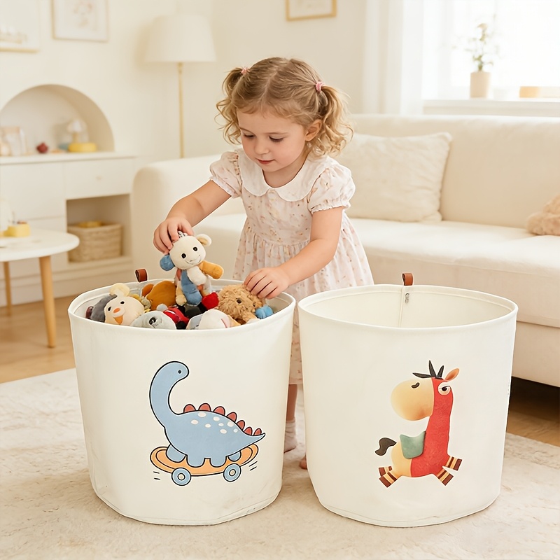 TEMU A Set Of 2 Storage Baskets With A Large Capacity For Home Use, Featuring Cartoon Designs For Organizing Kids' Rooms. Storage Bins Can Hold