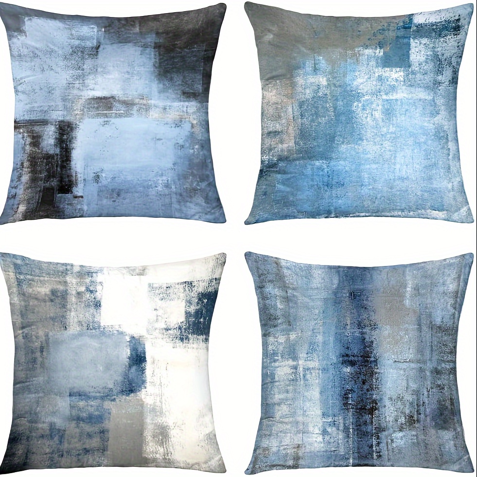 

Marble Texture Turquoise And Decorative Throw Pillow Covers Luxury Abstract Ink Pillow Case Covers For Couch Sofa 17.7 X 17.7 Inches Set Of 4