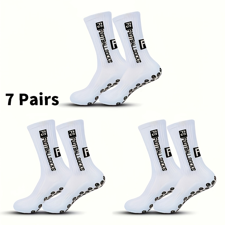TEMU 7er-Set rutschfeste Fußball-Sportsocken, atmungsaktiv, verschleißfest, elastisch, passgenauer Sitz, bleiben an Ort , schweißableitend für