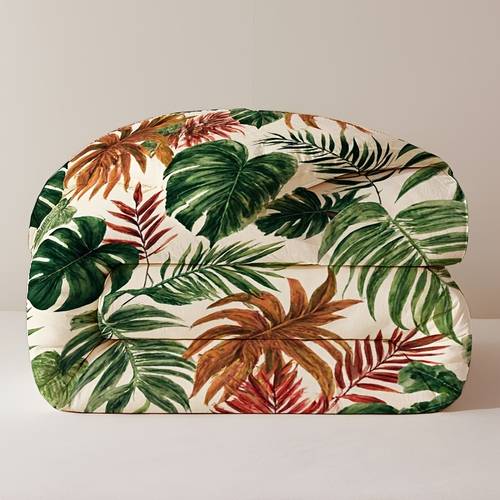edredom acolchoado com estampa de plantas tropicais, adequado para camas de e de solteiro no quarto, com de folhas verdes, e confortável para as