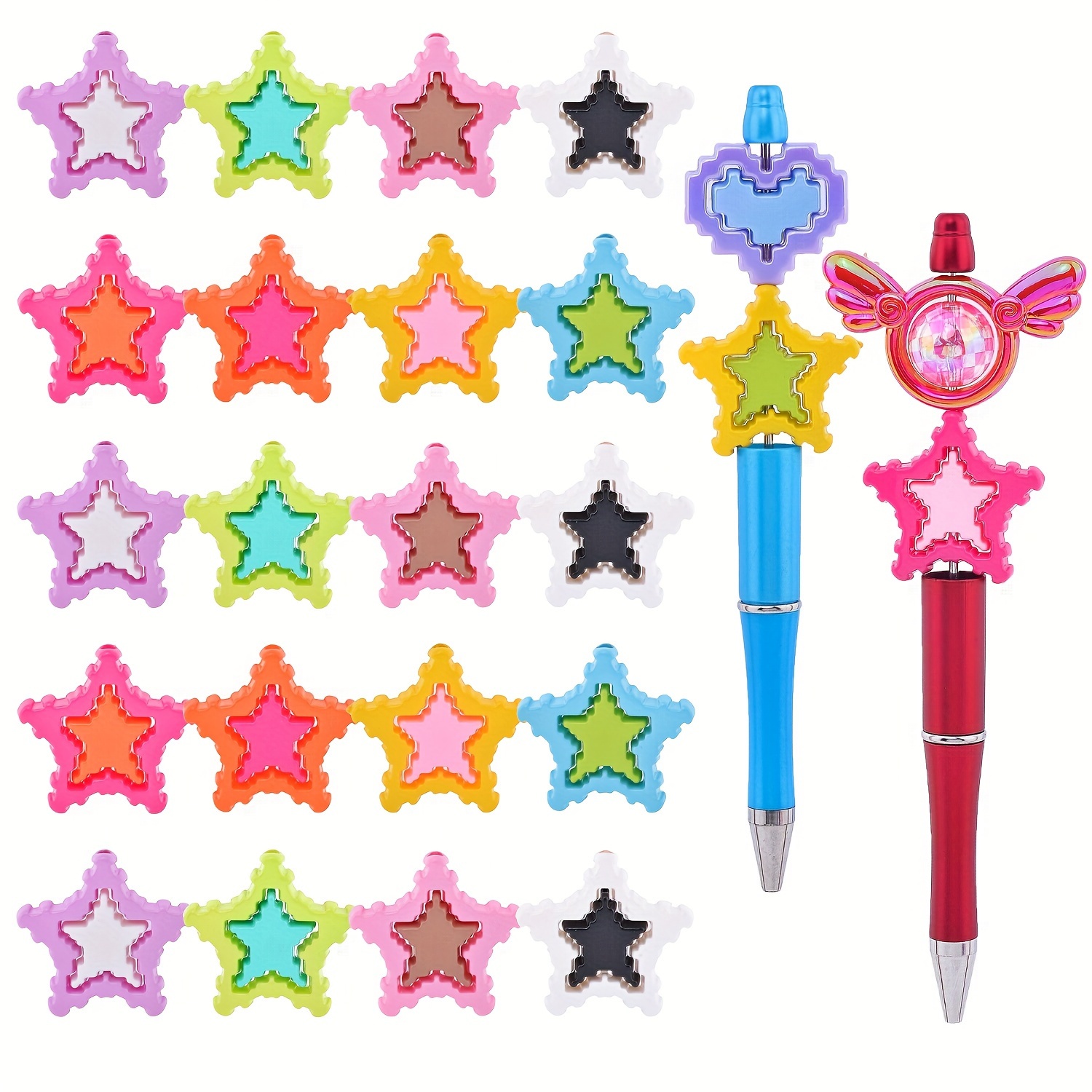 

20pcs Star Shape Colored Acrylic Beads, Perfect For Necklace Bracelet Keychain Jewelry Making