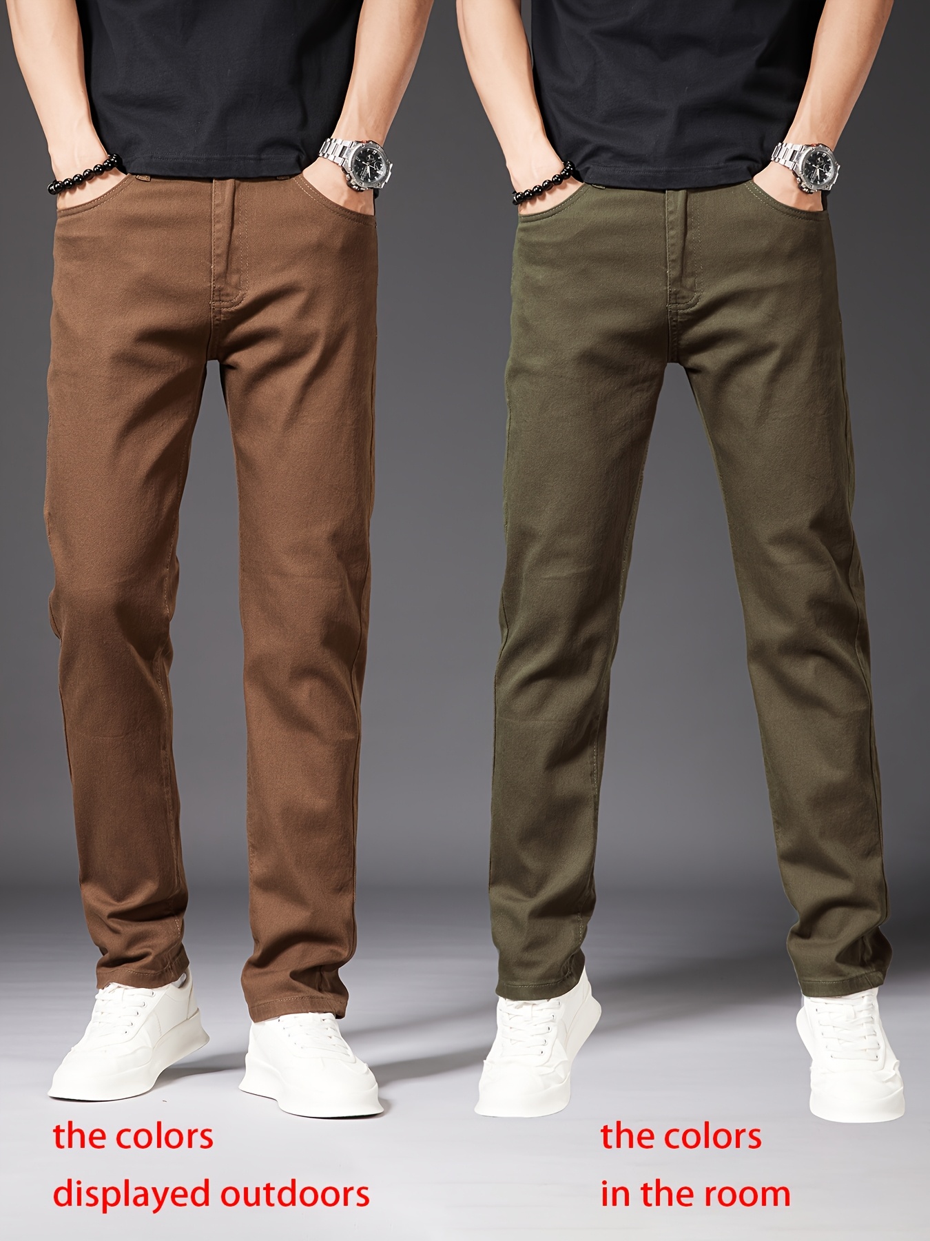 New Men's high-end indoor and outdoor different color coffee casual jeans summer slim straight elastic body shaping versatile Korean version trendy