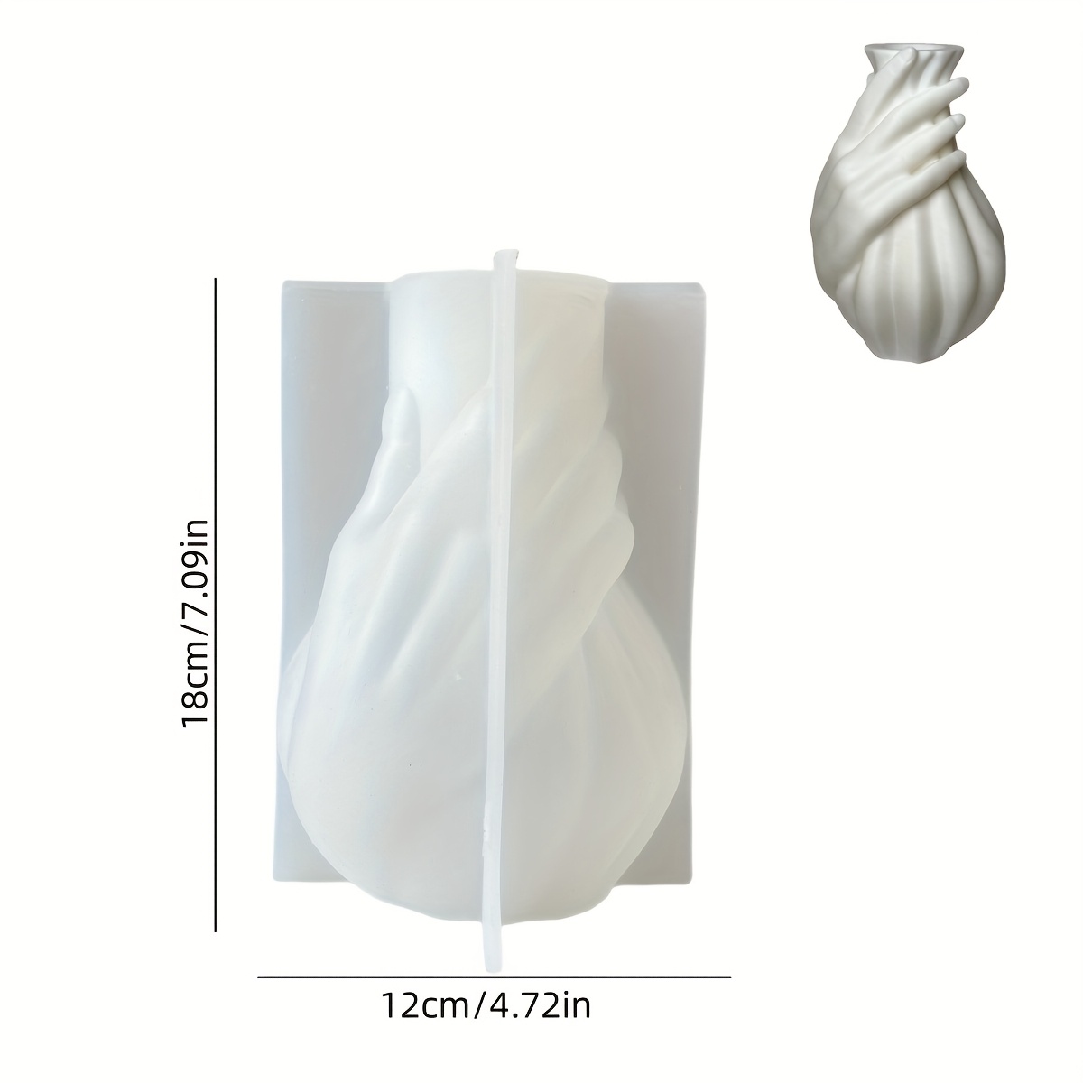 Image of Creative Silicone Mold For Casting Resin Vases, Featuring A Striped Design. Ideal For Art Projects, This Geometric Mold Used To Create Hand-shaped Flower Pots And Clay Arrangements For Home Decor