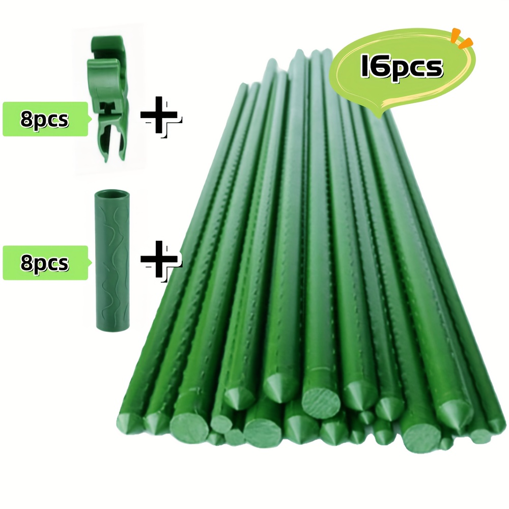 

32pcs Plastic Coated Fruit And Rods Including 16 Accessories, Suitable For Vegetable And Fruit And Vine, Flower Growth Climbing And Growth Fixing Size: 0.43in*35.43in