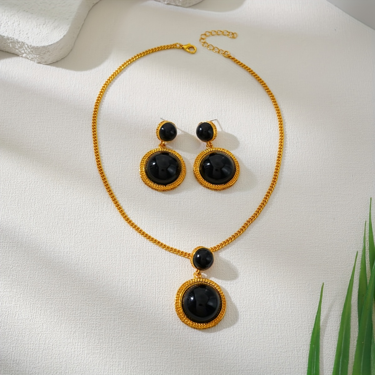 Geometric Acrylic & Metallic Earrings Necklace Set Jewelry