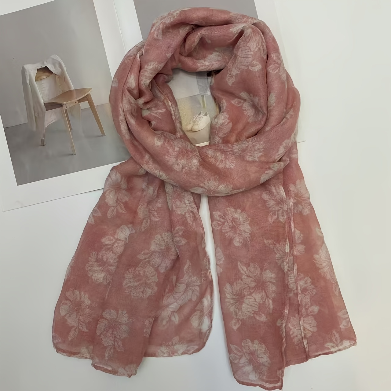 TEMU 1pc Women' Floral Print Scarf