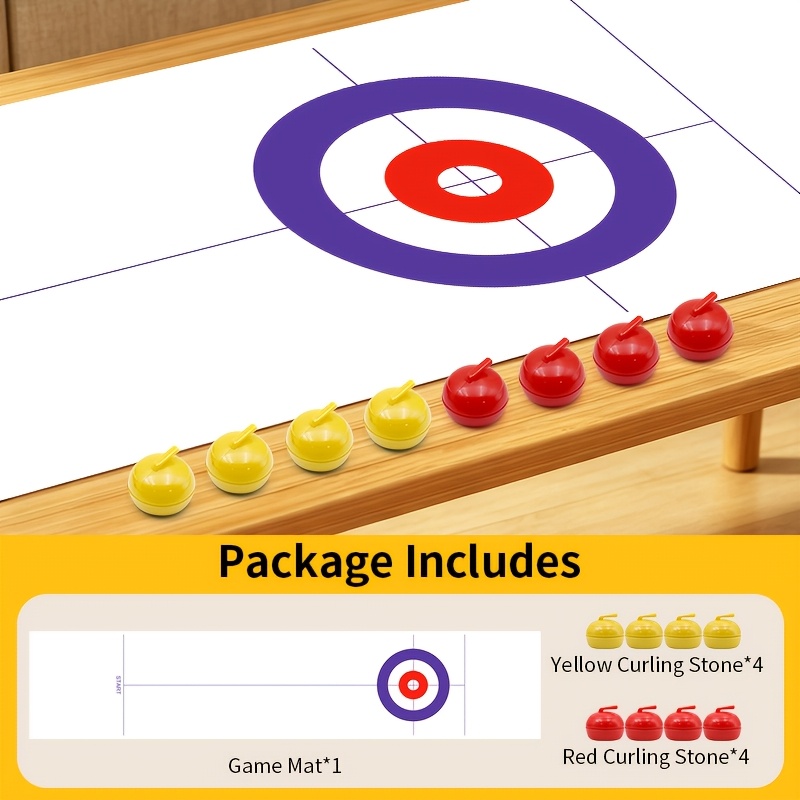 TEMU Table Curling Game Suitable For Kids Age 3+ With 8 Or 16 Sliding Stones - Board Game For Family Fun, Tabletop Curling For Christmas Gifts,