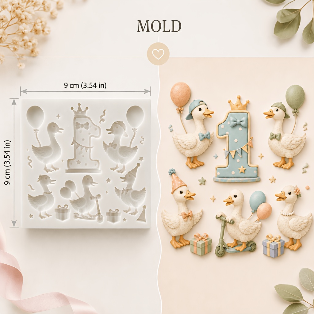 TEMU Cute Duck & Number 1 Silicone Resin Molds, Diy Craft Tools, Shower Duck Multi Mould, Multi-use For Candle, Soap, Epoxy Resin & Plaster, Suitable