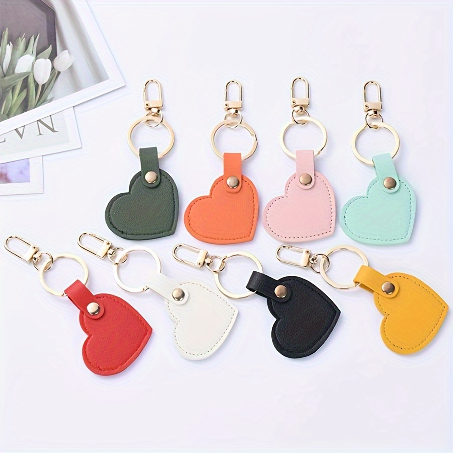 

8 Pcs Leather Heart Keychains: Adorable And Colorful, Perfect For Your Keys Or As A Gift - Pu Leather Material