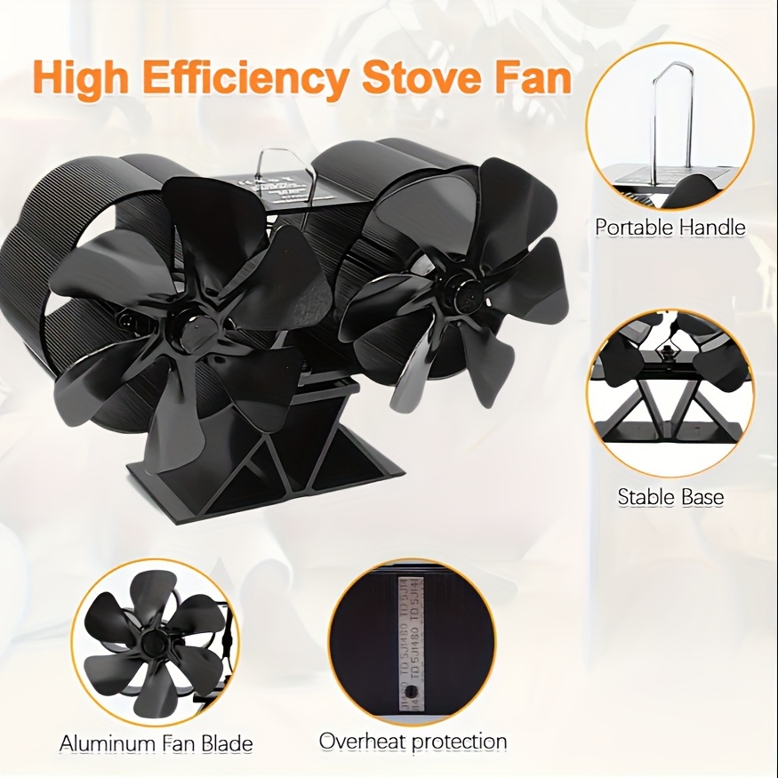 Wood Stove Dual Motor Fan Heat Activated Fan Cocoon Fan Wood - Temu