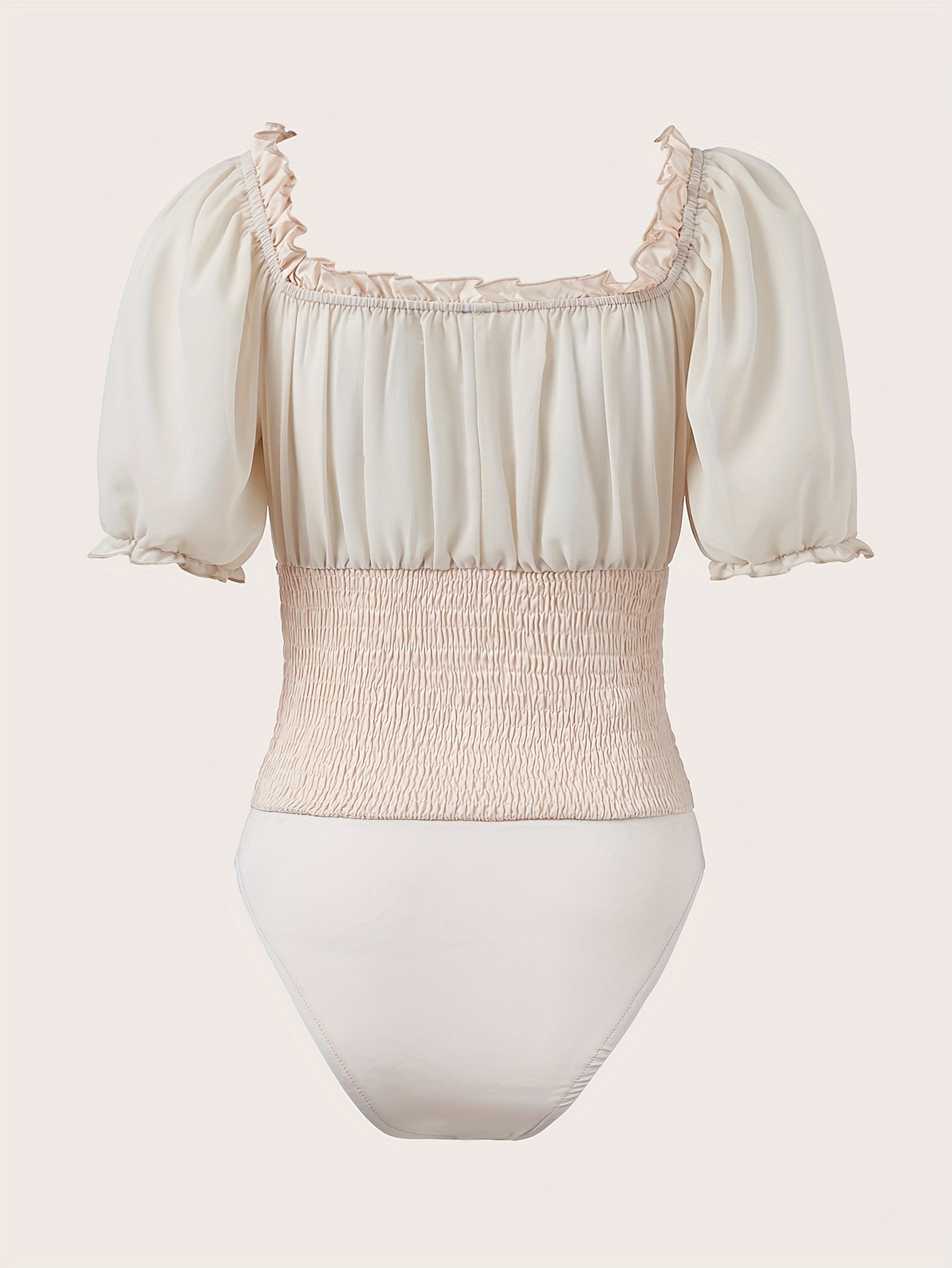 RUFFLED HEMSTITCH BODYSUIT - Light ecru