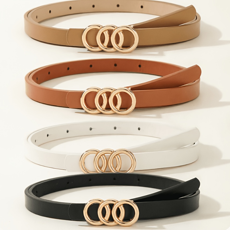 TEMU 4-pack Women'-ring Alloy Casual Belts, Adjustable Belts, Suitable For