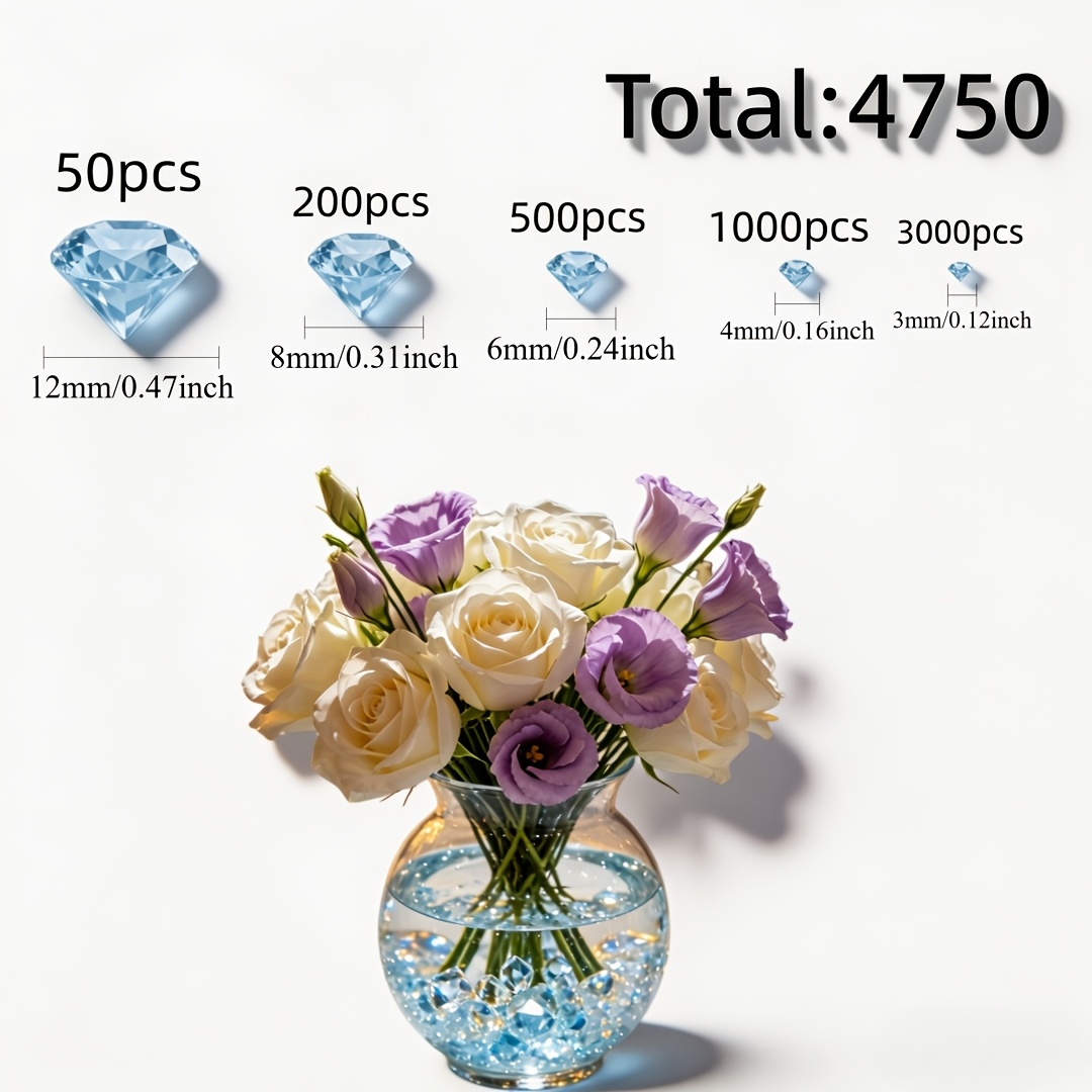 TEMU 4750pcs Light Blue Fake Diamonds, Gems For Crafting And Artworks, Ideal For Mermaid Party Favors, Weddings, Proposals, Living Room Decor,