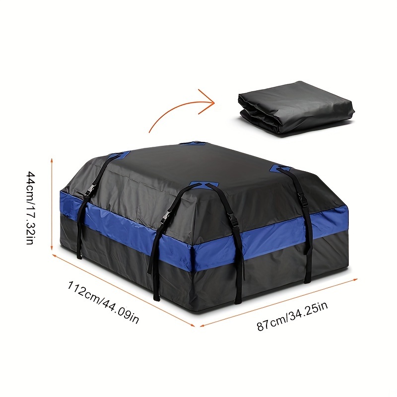 TEMU Car Roof Duffel Bag, 15 Cubic Feet Waterproof Roof Duffel Bag Blue For All Cars With/without Luggage Racks Folding Self-driving Gear