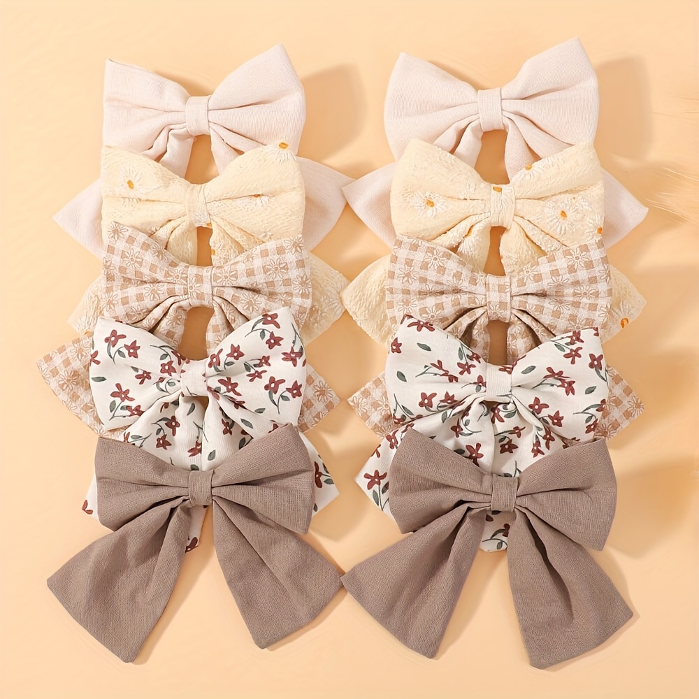 TEMU 10-pack Embroidered, Printed, Solid Hair Clips, Bow Hair Clips, Ponytail Clips, Side Clips, Fashionable And Versatile, Suitable For Daily And