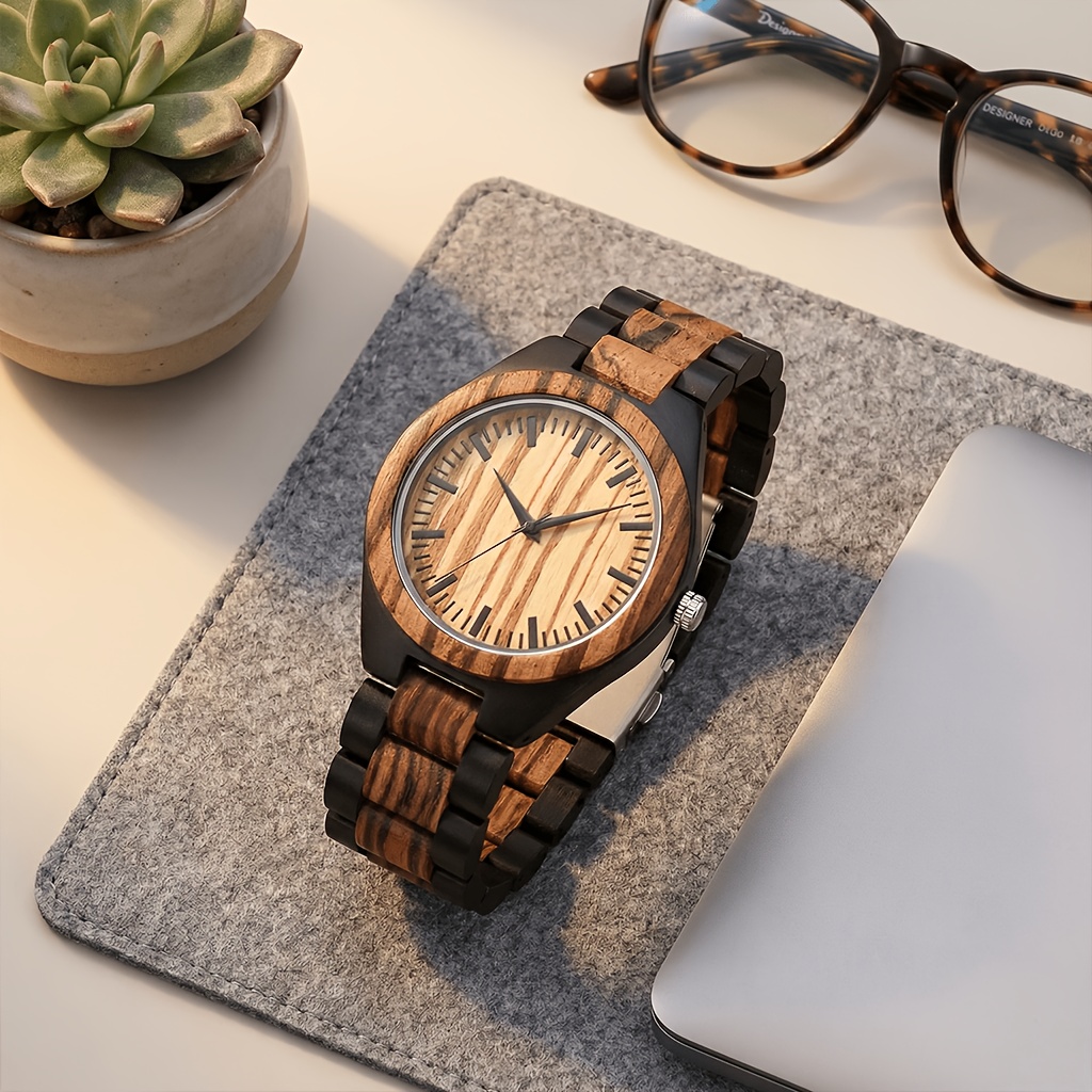 Image of Women's Wrist Watch For Men Luxury Chronograph Wood Quartz Watches For Him Gifts