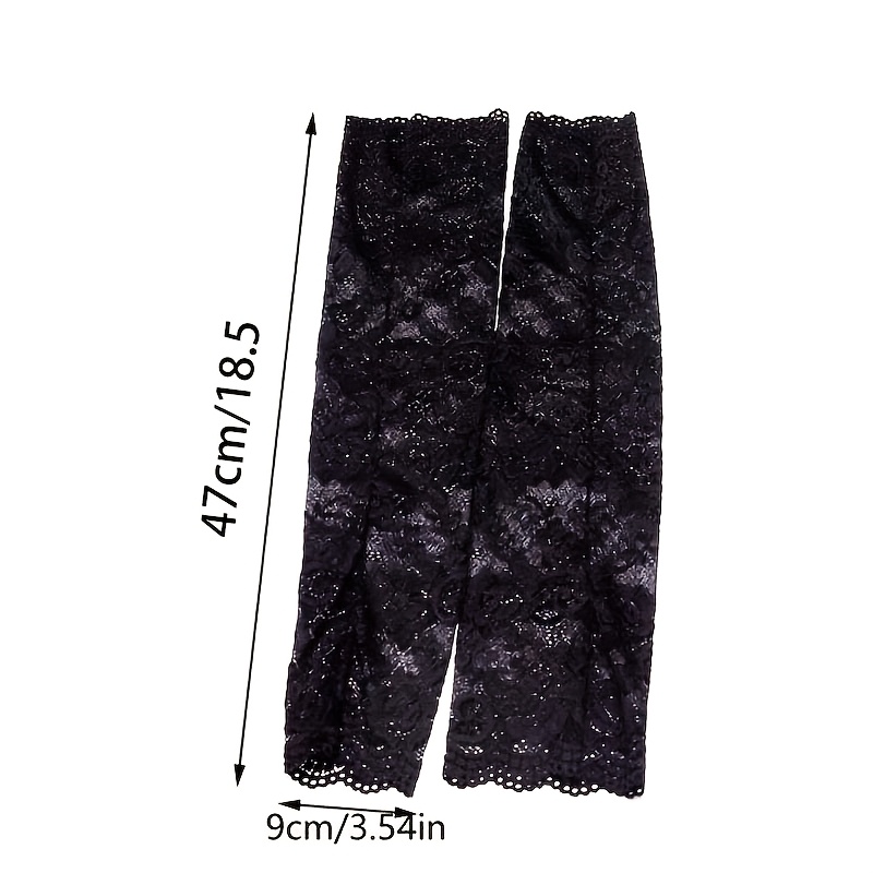 TEMU 1 Pair Women's Elegant Floral Lace Long Sleeve Solid Color Lightweight Breathable Sleeve Covers, Summer Driving Arm Sleeves Halloween Accessory