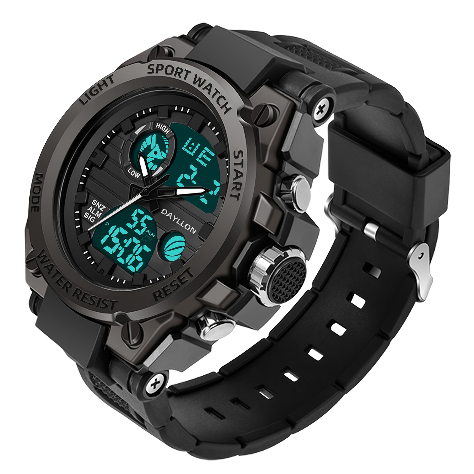 

Men's Tactical - Waterproof Up To 30m, , Alarm & , Black , Outdoor Digital Wristwatch With Multiple Functions