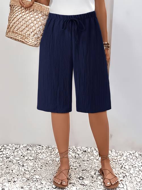 beach summer womens straight leg shorts solid color drawstring casual summer shorts for women