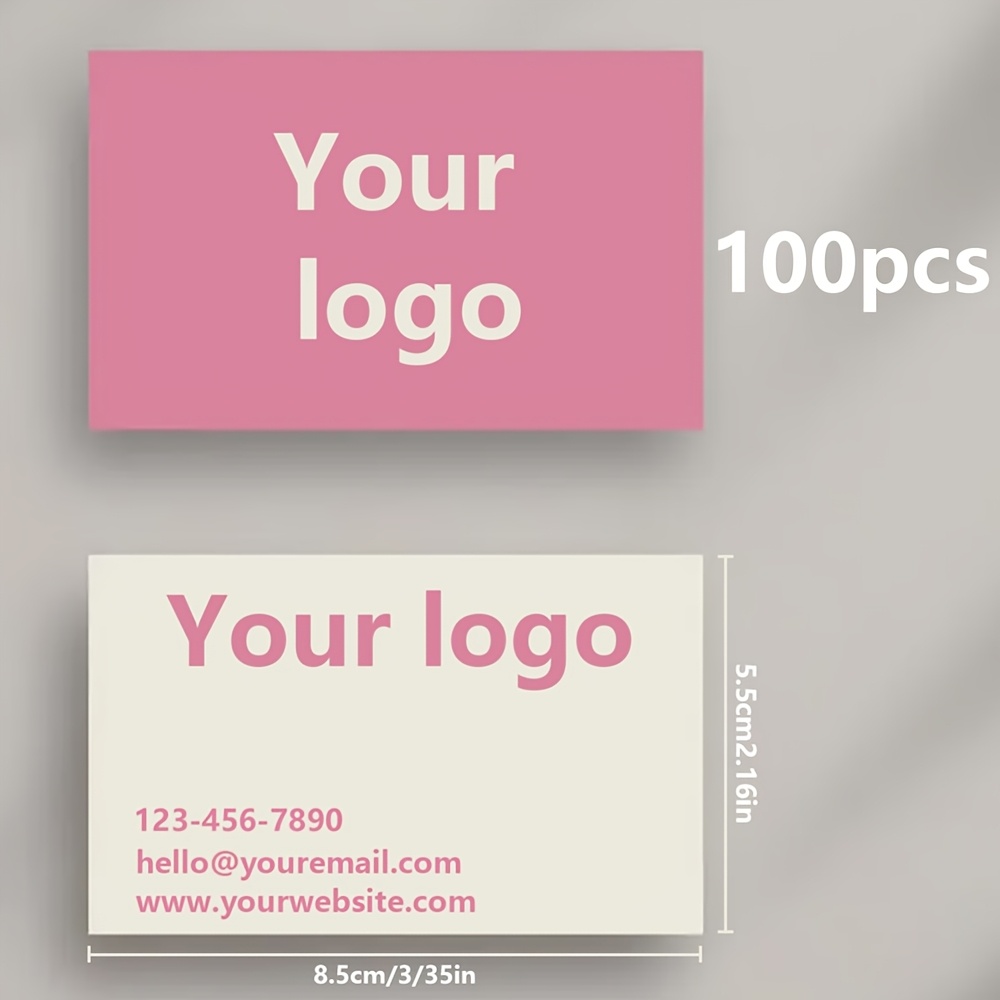 E-shop 10/30/50/100/200/500 Individuelle Minimalistische Visitenkarten, Doppelseitige Visitenkarten (100 Stück), Standardgröße 8,5 cm x 5,5 cm / 3,3