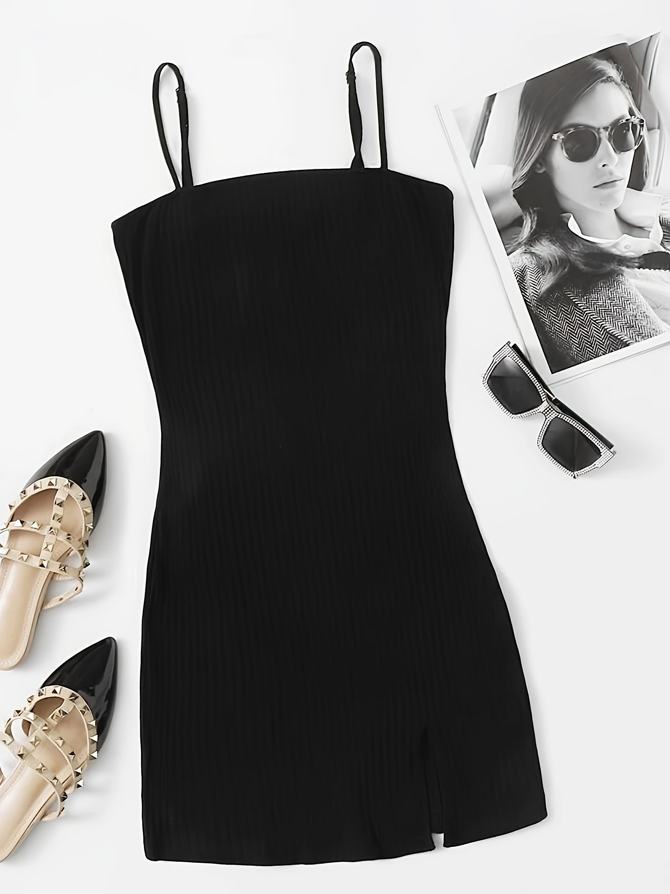 Summer Women's Black Dress Solid Two Layer Hem Cami Short Dress Sleeveless  : : Clothing, Shoes & Accessories