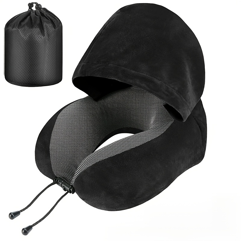 TEMU 1 Travel Neck Pillow Featuring A Hood For Complete , Made From And Comes With A Storage Bag, Suitable For Use On Airplanes, In Cars, At Home, Or