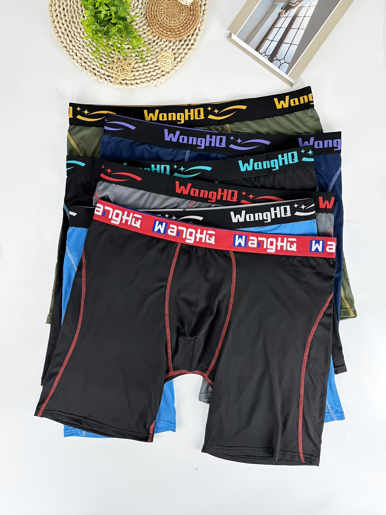 3pcs random large size     mens long leg boxer briefs casual outdoor mens long underwear fitness running breathable comfortable soft suitable for fitness running daily home casual large size mens shorts plus size