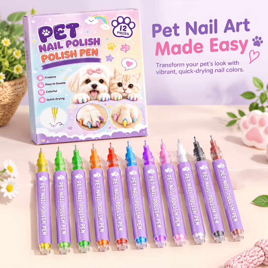 TEMU Pet Nail Painting And Coloring Pen - Universal Color Nail Painting Pen For Cats And Dogs. The Color Application Is And Easy To Clean. Multiple