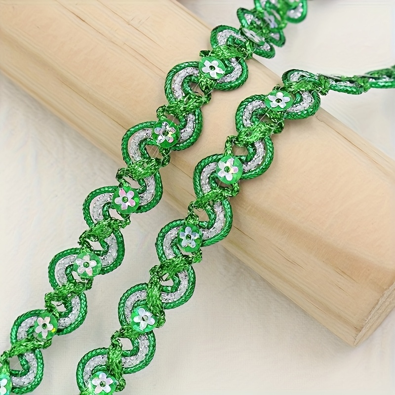 Long S-Shaped Sequin Lace with Golden Thread for Costumes