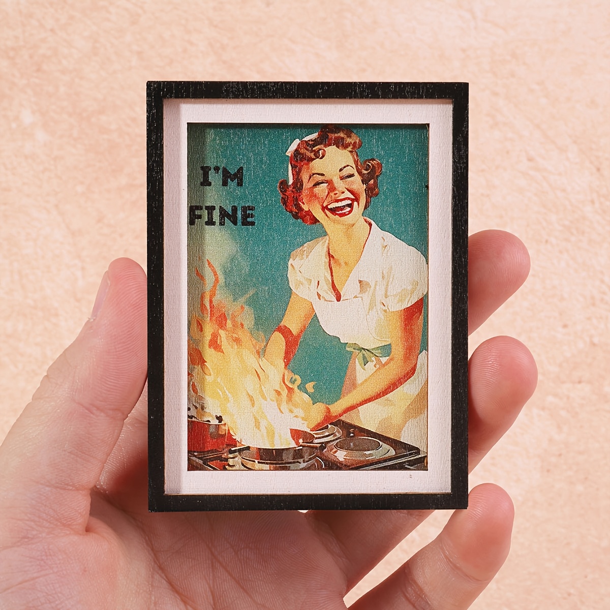 TEMU 1pc Mini Fridge Magnet Compatible For Refrigerator - Miniature Photo Frame With Woman Design, Wood Decoration, Fridge Door & Home D&eacute;cor - Ideal Gift For Women & Enthusiasts