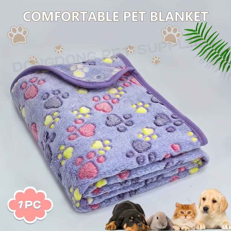 TEMU 1 Couverture Moelleuse en Flanelle pour Animaux, Lavable en Machine Toutes - avec Motif Adorable d' de Pattes, Convient aux Chiens et aux Chats,