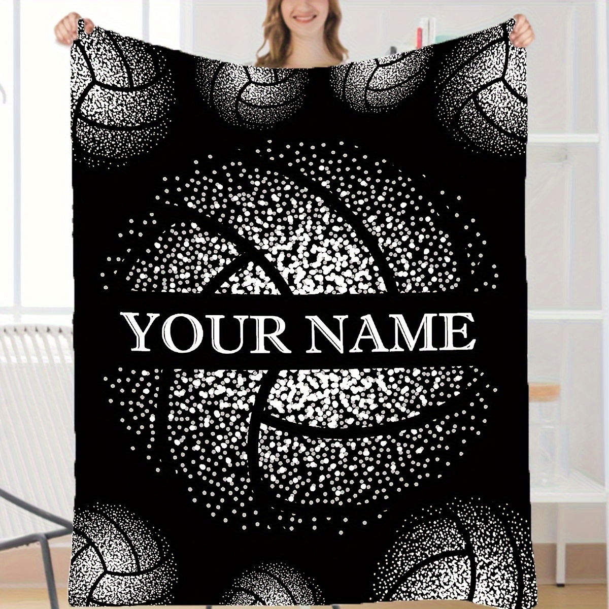 

1pc Custom Personalized Basketball Blanket For Friends And Family - Soft And Warm Flannel, Multipurpose For Sofa, Bed, Travel, Camping, Living Room, Office Chair
