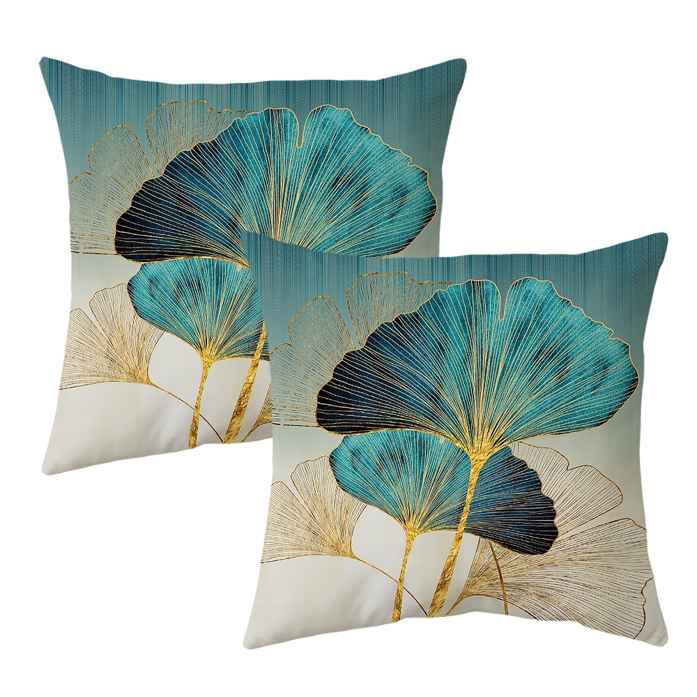 

2-pack French Style Leaves Throw Pillow Covers, 18x18 Inch, Short Fabric, Hand Wash, Zipper Closure, Decorative Cushion Covers For Home, Couch, Sofa, Bed, Outdoor - Polyester, No Inserts