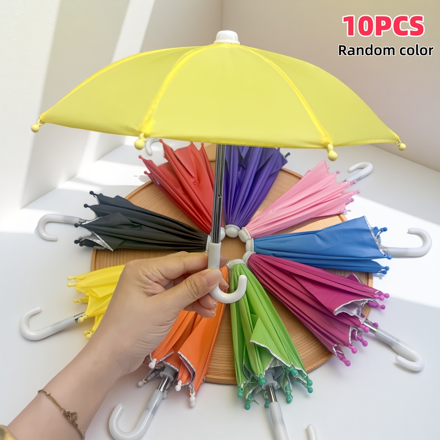 TEMU 10pcs Folding Umbrella Set, Gardening Plant Sunshade Umbrella, Portable Retractable Car Umbrella, Simple Craft Umbrella, Photo Prop Umbrella,